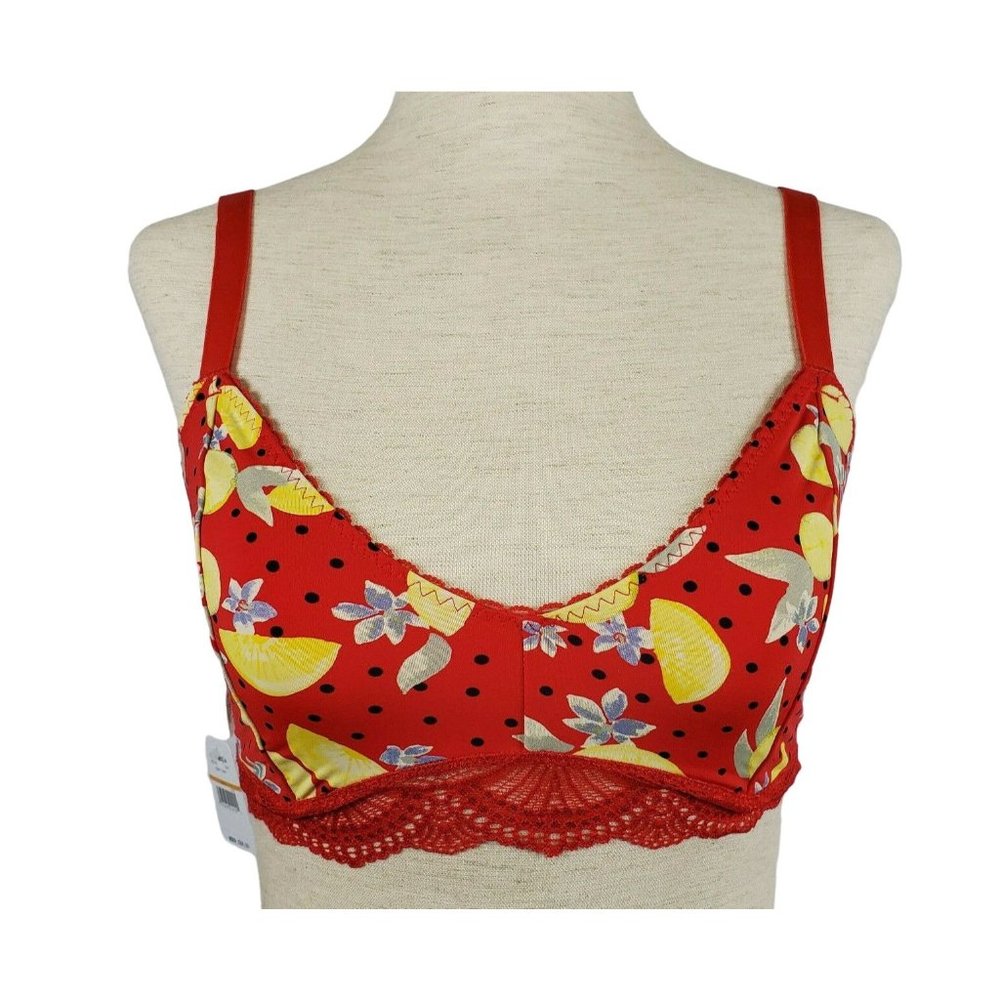 Free People Women Intimates sz S Mari Printed Bralette color Cherry Combo